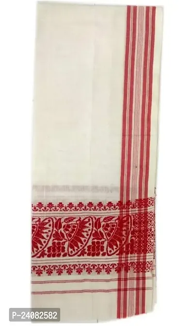 Cartmxx Gamcha Assamese Japi Design Bath Towel Polycotton Gamcha, White-thumb3