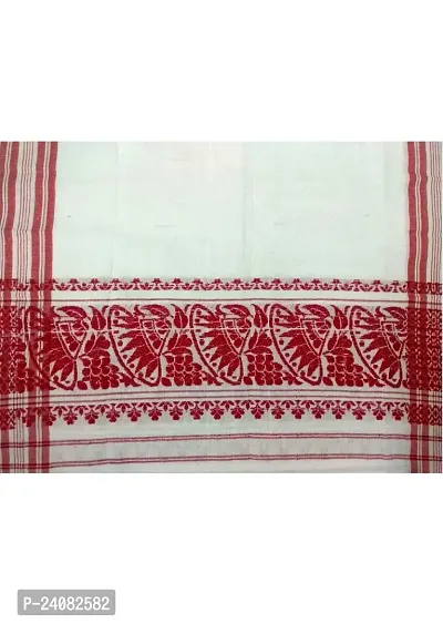 Cartmxx Gamcha Assamese Japi Design Bath Towel Polycotton Gamcha, White-thumb5