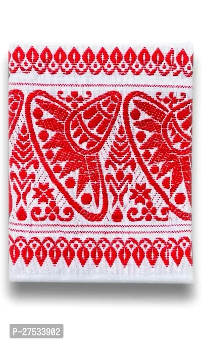 Assamese Traditional Polycotton Japi Gamaucha Red and White Towel Gamcha-thumb3