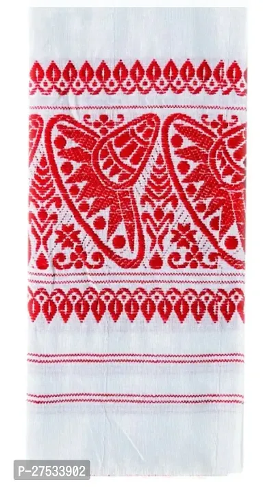 Assamese Traditional Polycotton Japi Gamaucha Red and White Towel Gamcha-thumb4