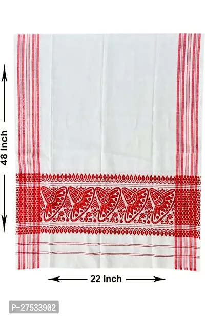 Assamese Traditional Polycotton Japi Gamaucha Red and White Towel Gamcha-thumb5