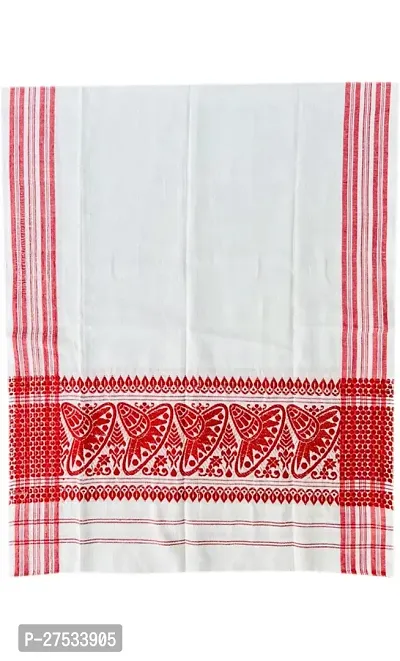 Mxx Assamese Traditional Polycotton Japi Gamaucha Red and White Towel Gamcha