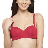 PENANCE FOR YOU Women's Imported Padded Wired Demi Bra T Shirt Padded Underwired Soft Cup Seamless Pushup Bra (Red, 32)-thumb2