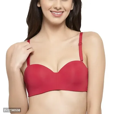PENANCE FOR YOU Women's Imported Padded Wired Demi Bra T Shirt Padded Underwired Soft Cup Seamless Pushup Bra (Red, 32)-thumb3