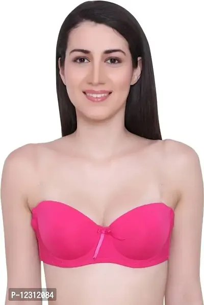 Penance for you Women's Poly Cotton Padded Wired Push-Up Bra Stylish Backless Transparent Strap