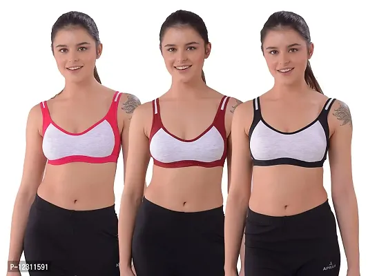 Penance For You Women Sports Non Padded Bra Maroon, Black, Red Cotton Blend Non Wired Size: 38B