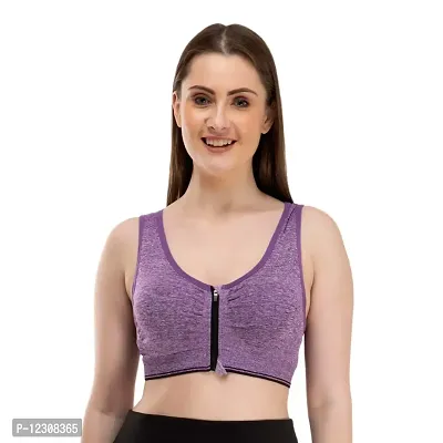 Penance for you Women's Sport Bra with Removable Pads, Non-Wired Bra (32, Purple)-thumb0