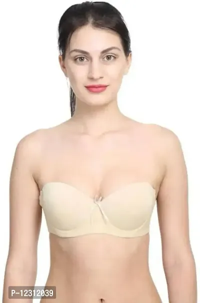 Penance for you Women's Poly Cotton Padded Wired Push-Up Bra Stylish Backless Transparent Strap-thumb4