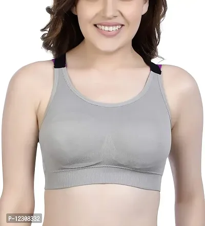 PENANCE FOR YOU Women's Polyamide, Nylon & Spandex Seamless Lightly Padded Under Wired Imported Sports Bra (Grey, 34)-thumb0