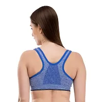 Penance for you Women's Seamless Lightly Padded Wired Sports Bra Front Zipper Blue-thumb1