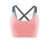 Women?s Padded Full Coverage Quick Dry Padded Shockproof Cross Back Sports Bra with Removable Soft Cups for Gym,Yoga,Running?-32A-Light Peach-thumb2
