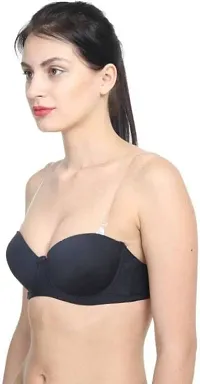 Penance for you Women's Poly Cotton Padded Wired Push-Up Bra Stylish Backless Transparent Strap-thumb3