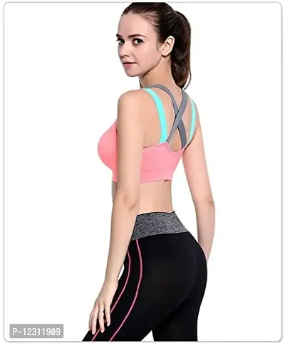 Women?s Padded Full Coverage Quick Dry Padded Shockproof Cross Back Sports Bra with Removable Soft Cups for Gym, Yoga, Running-thumb2