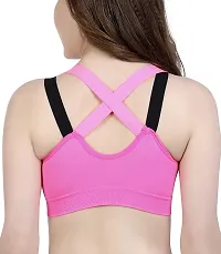 PENANCE FOR YOU Women's Polyamide, Nylon & Spandex Seamless Lightly Padded Under Wired Imported Sports Bra (Pink, L)-thumb1