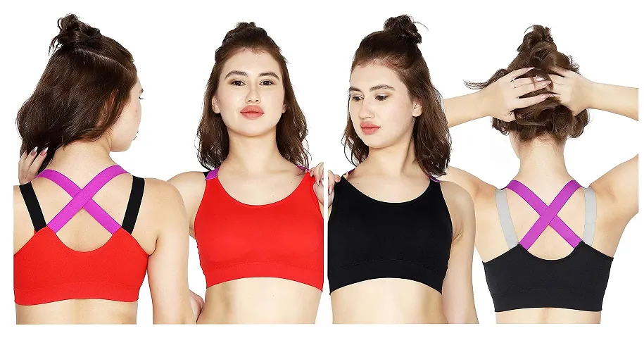 Fitness Sports & Yoga Push up Non-Wired Bra for Gym Running Padded Tank Top Athletic Vest Underwear 2 Pcs Combo