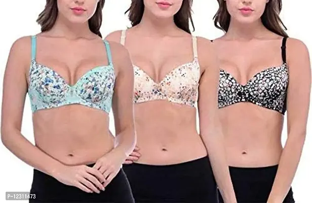 Buy Penance for you Women's Sexy Stylish Printed Push Up Bra Colour Combo  (32, Aqua Blue-Skin-Black) Online In India At Discounted Prices