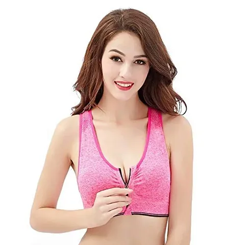 Penance for you Women's Seamless Lightly Padded Wired Sports Bra Front Zipper