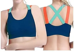 Women?s Padded Full Coverage Quick Dry Padded Shockproof Cross Back Sports Bra with Removable Soft Cups for Gym,Yoga,Running?-36B-Aqua-thumb2