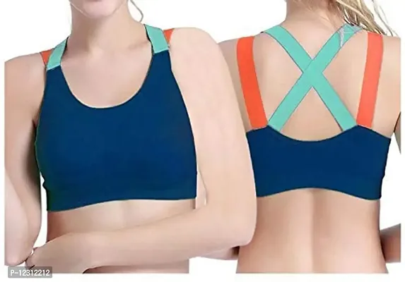 Women?s Padded Full Coverage Quick Dry Padded Shockproof Cross Back Sports Bra with Removable Soft Cups for Gym,Yoga,Running?-36B-Aqua-thumb3