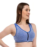 Penance for you Women's Seamless Lightly Padded Wired Sports Bra Front Zipper Blue-thumb2