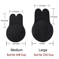 Penance for you Women's Silicon Non Padded Non-Wired Stick-On Adhesive Nipple Pad Bra (32, Black)-thumb4