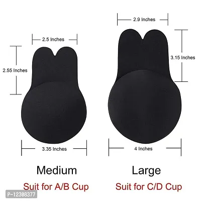Penance for you Women's Silicon Non Padded Non-Wired Stick-On Adhesive Nipple Pad Bra (32, Black)-thumb5