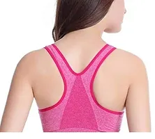 Penance for you Women's Seamless Lightly Padded Wired Sports Bra Front Zipper Pink-thumb1