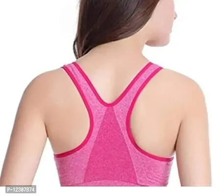 Penance for you Women's Seamless Lightly Padded Wired Sports Bra Front Zipper Pink-thumb2