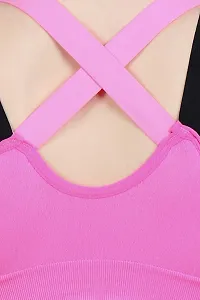 PENANCE FOR YOU Women's Polyamide, Nylon & Spandex Seamless Lightly Padded Under Wired Imported Sports Bra (Pink, L)-thumb4