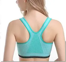 Penance for you Women's Seamless Lightly Padded Wired Sports Bra Front Zipper SkyBlue-thumb1