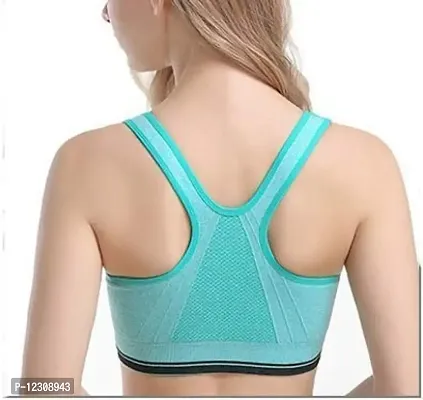 Penance for you Women's Seamless Lightly Padded Wired Sports Bra Front Zipper SkyBlue-thumb2