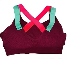Women?s Padded Full Coverage Quick Dry Padded Shockproof Cross Back Sports Bra with Removable Soft Cups for Gym,Yoga,Running?-36A-Maroon-thumb2