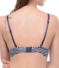 Penance for you Women Bra Cotton Striped Pushup Bra Lightly Padded Blue-thumb1