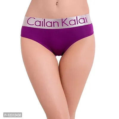 PENANCE FOR YOU Cailan Kalai Women's Modern Cotton Silk Soft Comfortable Style Mid Rise Bikini with Broad Band Purple-thumb0