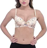 Penance for you Women's Sexy Stylish Printed Push Up Bra Colour Combo (32, Black-Blue-Skin)-thumb2
