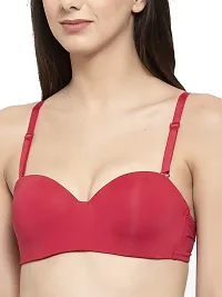 PENANCE FOR YOU Women's Imported Padded Wired Demi Bra T Shirt Padded Underwired Soft Cup Seamless Pushup Bra (Red, 32)-thumb3