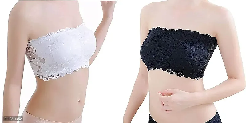 Penance for you Women Net Tube Everyday Bra Colour: White  Black (32, White  Black)