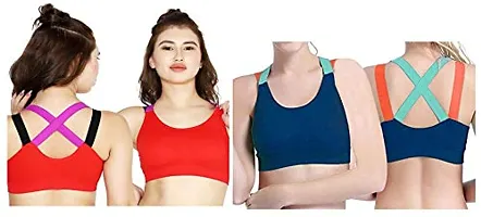 Fitness Sports & Yoga Push up Non-Wired Bra for Gym Running Padded Tank Top Athletic Vest Underwear 2 Pcs Combo