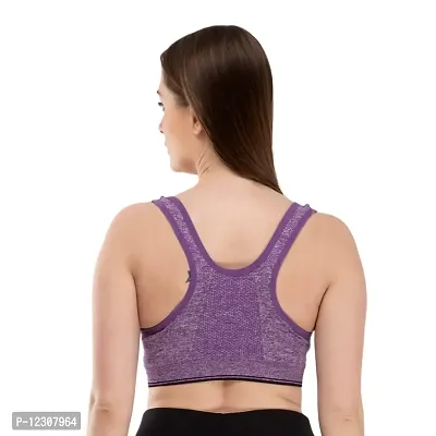 Penance for you Women's Sport Bra with Removable Pads Non-Wired Bra (30, Purple)-thumb2