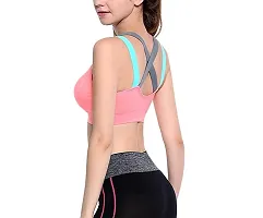Women?s Padded Full Coverage Quick Dry Padded Shockproof Cross Back Sports Bra with Removable Soft Cups for Gym,Yoga,Running?-32A-Light Peach-thumb1