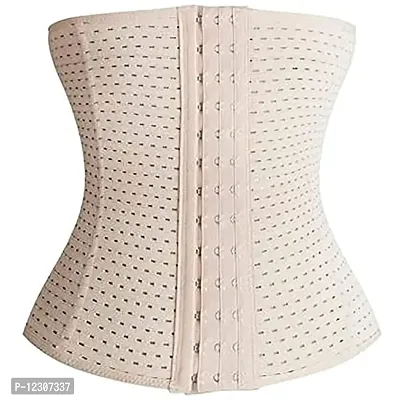 Penance for you Women's Waist Trainer Trimmer and Slimming Corset Girdle with Spiral Steel Bone Colour Beige (M, Beige)