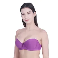 PENANCE FOR YOU Women's Poly Cotton Underwire/Wired Padded Strapless Imported Backless Multiway Bra (Purple, 34B)-thumb1