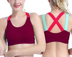 Women?s Padded Full Coverage Quick Dry Padded Shockproof Cross Back Sports Bra with Removable Soft Cups for Gym, Yoga, Running-thumb1