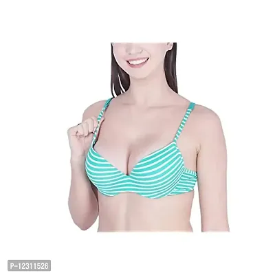 Penance for you Cotton Striped Pushup Bra Lightly Padded (34, Green)