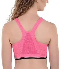 Women's Padded Full Coverage Front Zip Closure Sports Bra for Gym, Yoga, Running, and Fitness(Removable Pads) (Pink, XL)-thumb1