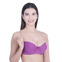 PENANCE FOR YOU Women's Poly Cotton Underwire/Wired Padded Strapless Imported Backless Multiway Bra (Purple, 34B)-thumb2