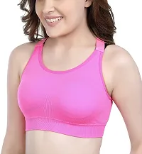 PENANCE FOR YOU Women's Polyamide, Nylon & Spandex Seamless Lightly Padded Under Wired Imported Sports Bra (Pink, L)-thumb2