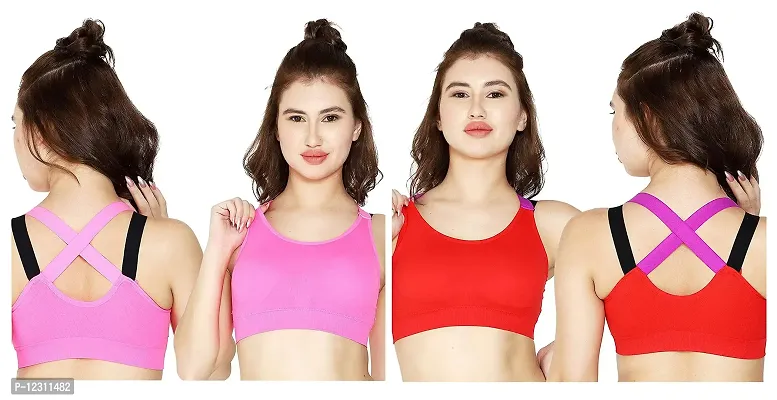 Fitness Sports & Yoga Push up Non-Wired Bra for Gym Running Padded Tank Top Athletic Vest Underwear 2 Pcs Combo-thumb0