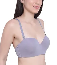 Penance For You Women's Cotton Lightly Padded Underwire T Shirt Bra Grey-thumb3