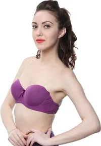 Penance for you Women's Poly Cotton Padded Wired Push-Up Bra Stylish Backless Transparent Strap-thumb2